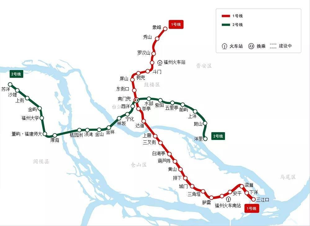 6號線現身運營線路圖長樂到福州市區只要4塊錢或於國慶上線