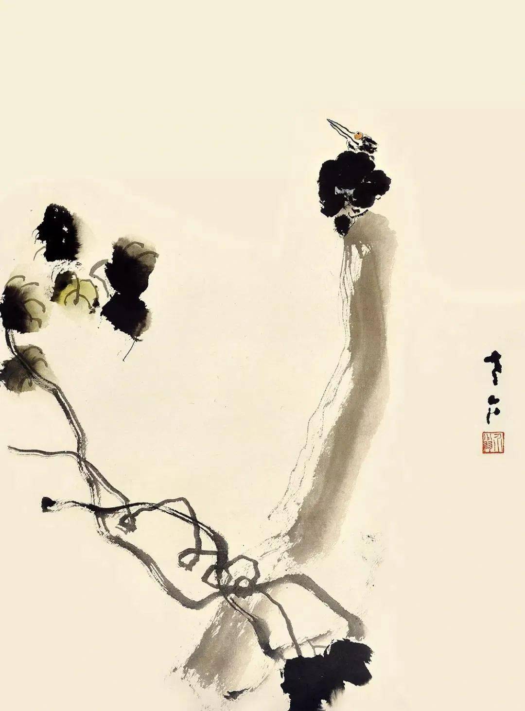 刘秉贤的极简大写意花鸟