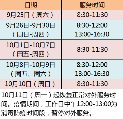 【重要通知】2021年国庆节期间新桥镇社区事务受理服务中心工作时间