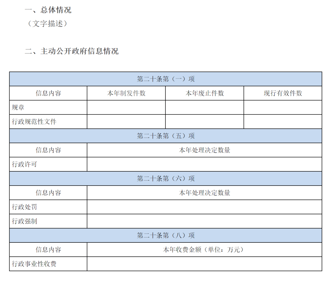 《中華人民共和國政府信息公開工作年度報告格式》的通知