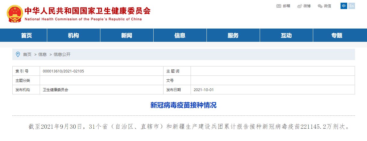 病毒|全国累计报告接种新冠病毒疫苗221145.2万剂次