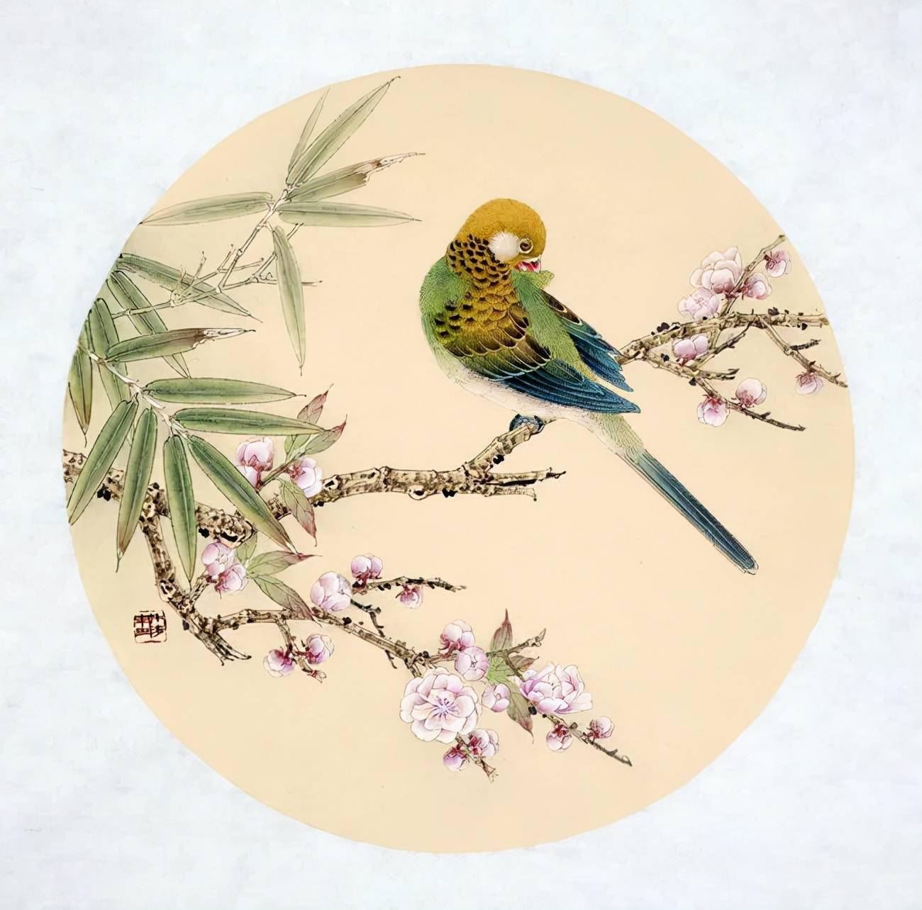 且向花间留新照陈禾青工笔花鸟画