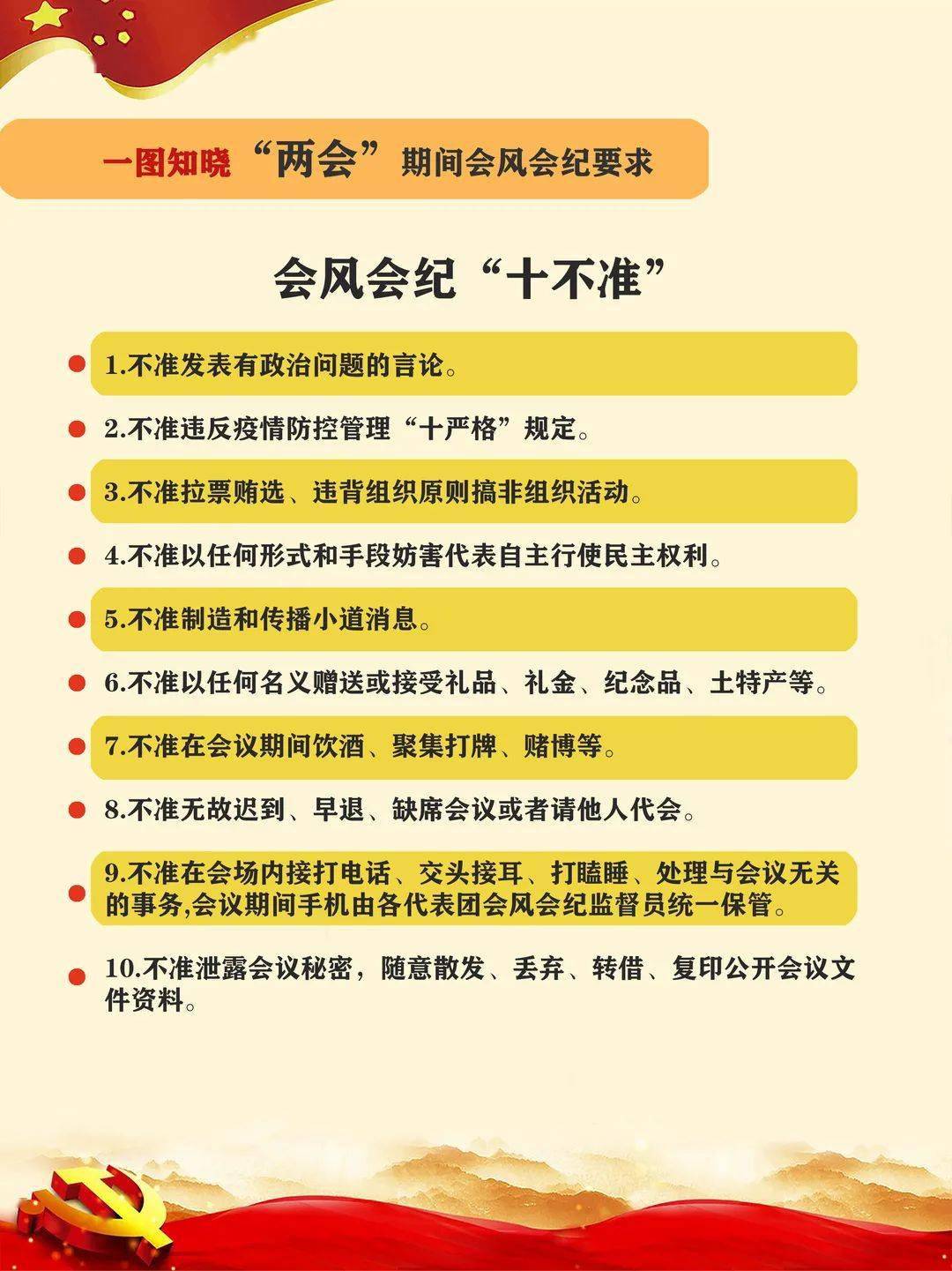 一图知晓 | "两会"期间会风会纪要求