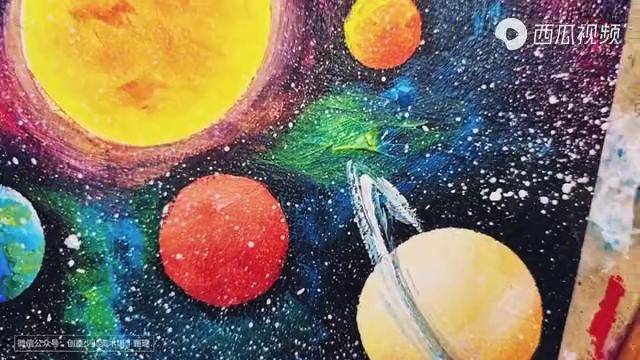 水粉画教程用简单的方法画梦幻的宇宙星球