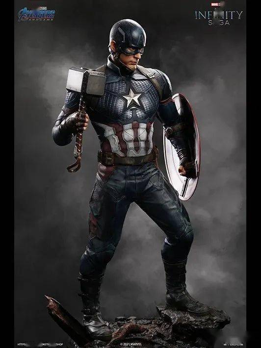 美系英雄终极之战queenstudios新品12复仇者联盟4美国队长全身雕像官