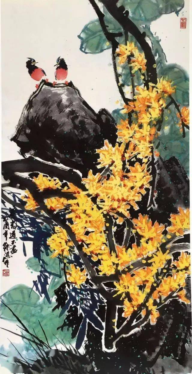 国画教程连翘花的写意画法