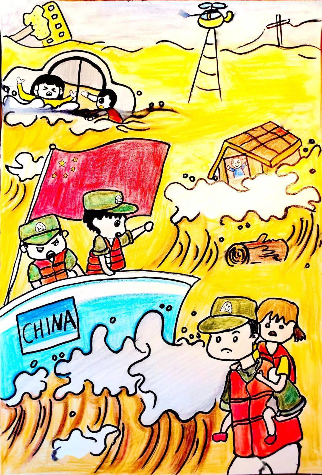 侯顺利登封市实验高级中学抗洪之无名英雄72绘画作者:刘秀华 周口市