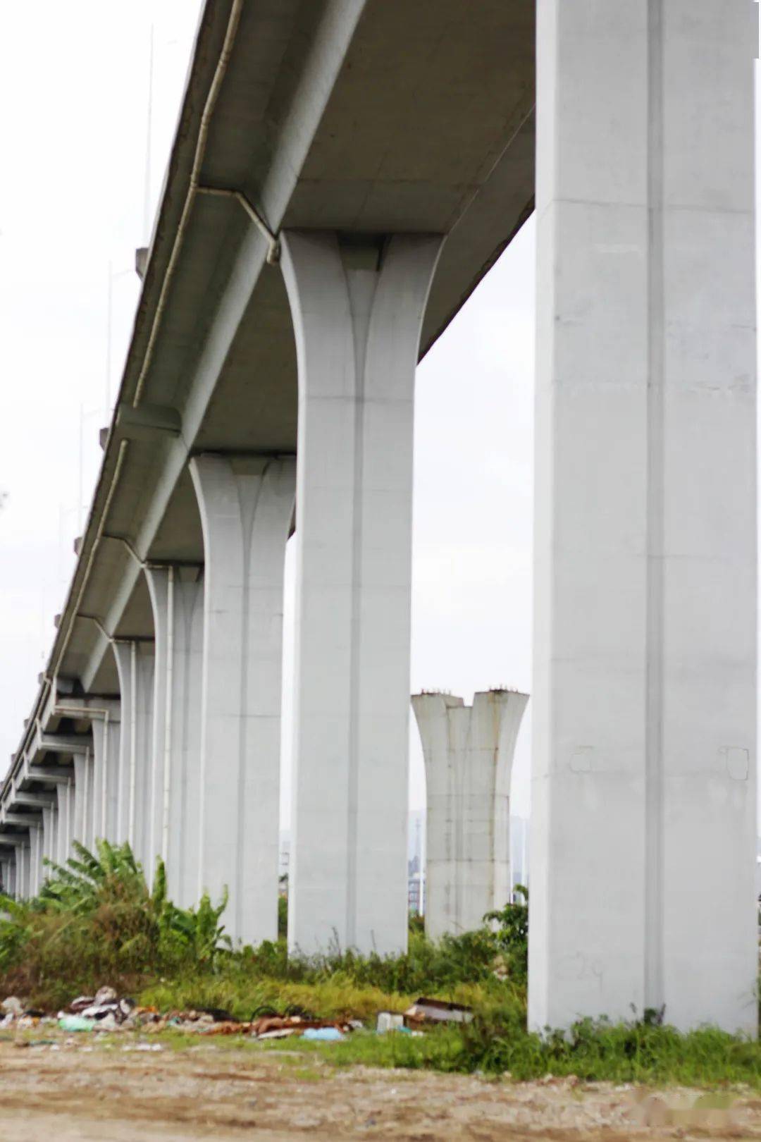 桥墩a 江顺大桥往安富立交桥下北侧的桥墩,似是连接停工匝道桥墩b.
