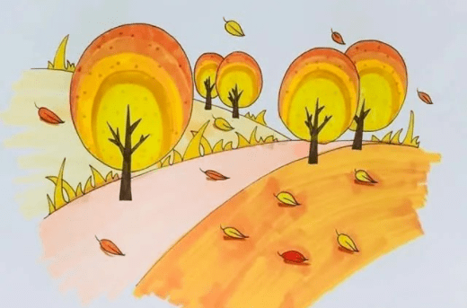 秋天的简笔画 彩色图片