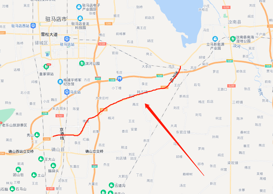 省道226線汝南老君廟至確山縣聯播大道段改造工程,起點位於汝南縣老君