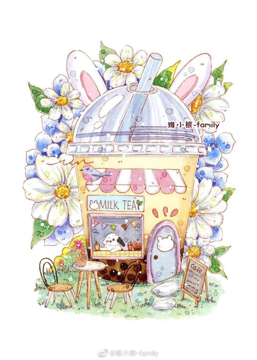 水彩手绘唯美水彩手绘小屋