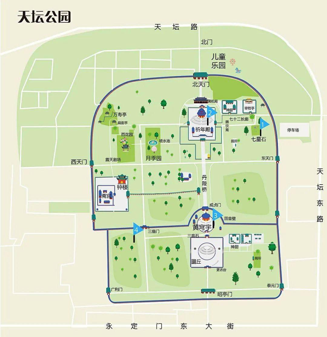 北京天坛公园平面图图片