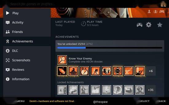 Steam Deck 掌机游戏商店页面曝光：UI 设计简洁，更适合触控