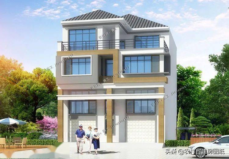 框架结构主体造价:62-74万这是一款带商铺的三层农村别墅,外观设计为