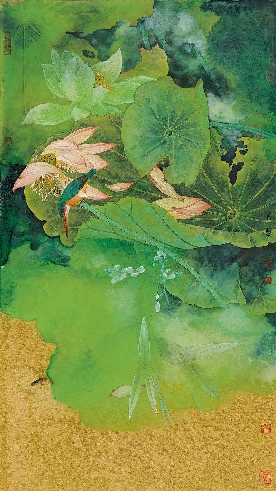 曹小民工笔花鸟画宁静高古幽远深邃清逸高雅