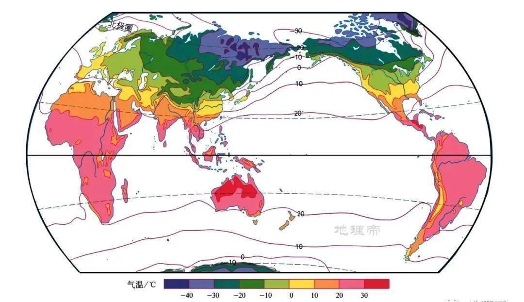 全球冬季气温分布图图片