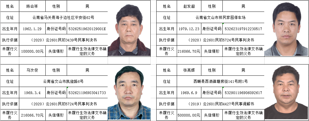 文山最新失信人员曝光没准你认识