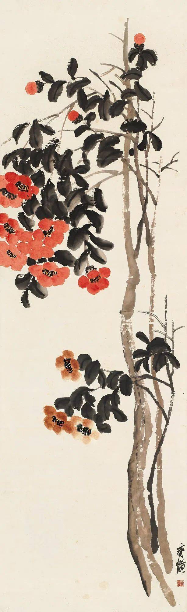 写意山茶花冬日里最美的丹砂色