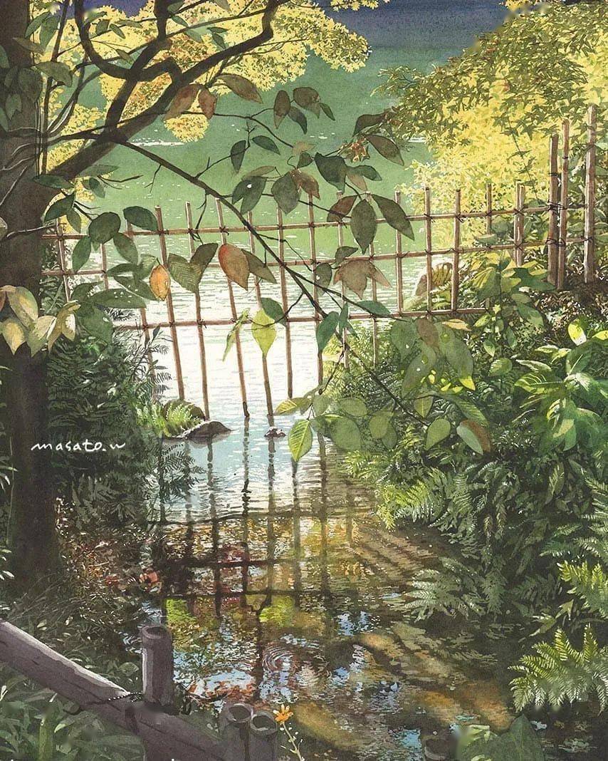 水彩大神笔下唯美的景色清新的花卉