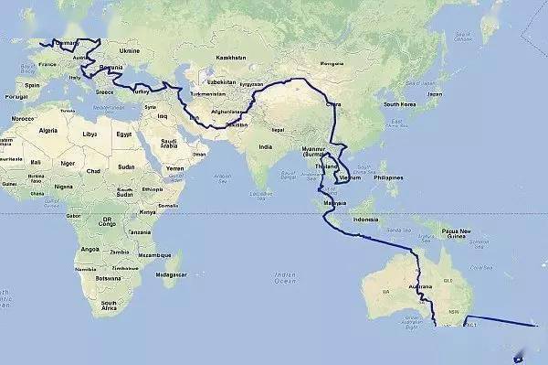 从新西兰到伦敦，跨大洲骑行38143公里。