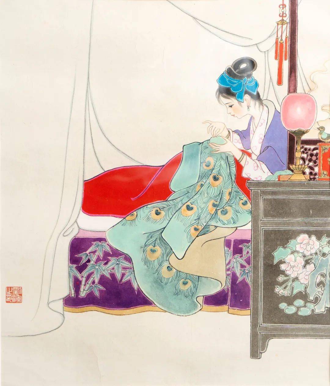 刘旦宅,《红楼梦图册》,纸本设色,29×34cm×12,摄影:韩小易,私人收藏