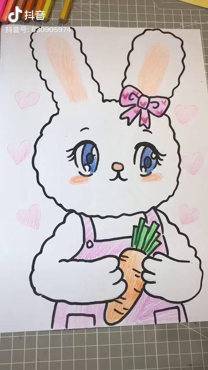 小兔子绘画菜花图片