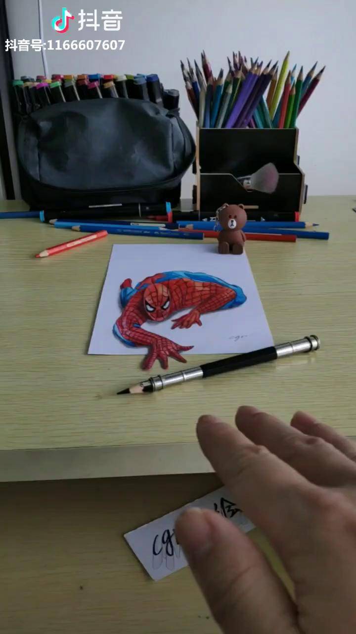 画在平面纸上的蜘蛛侠3d立体画3d立体画