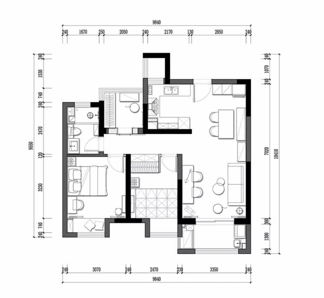 88平的小户型不仅装出两间房,还为老婆打造专属衣帽间,特别浪漫!