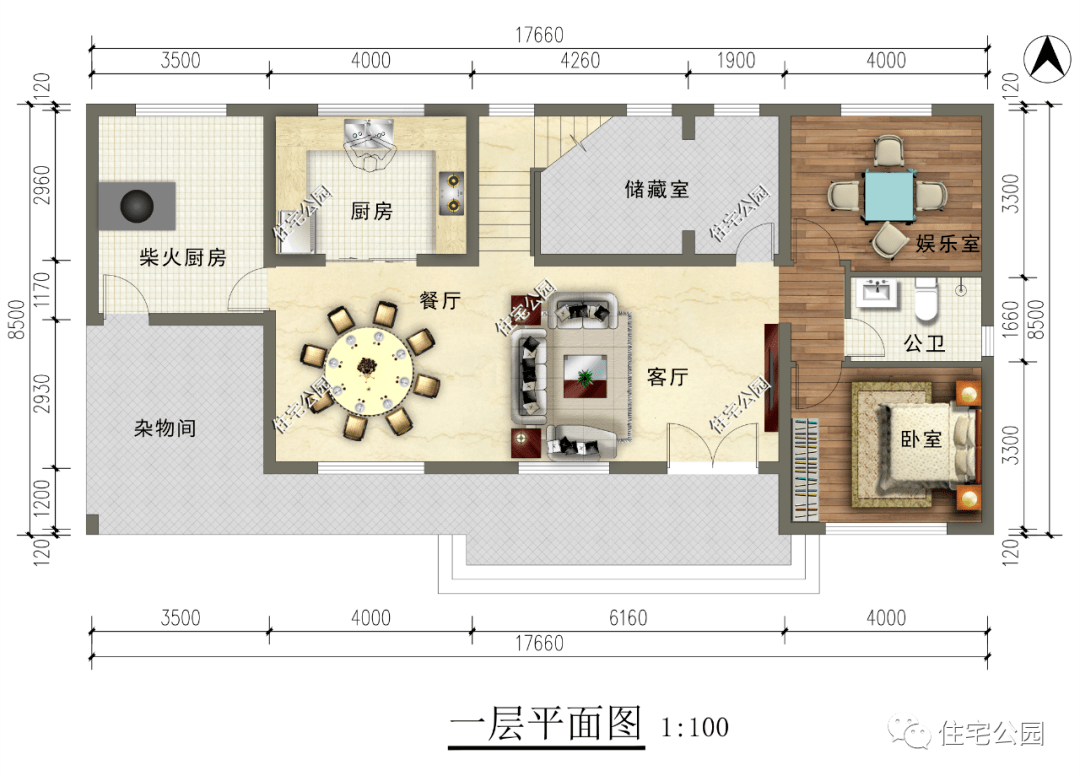 多卧室 柴火厨房,17×8米大面宽三层别墅(内含预算清单)
