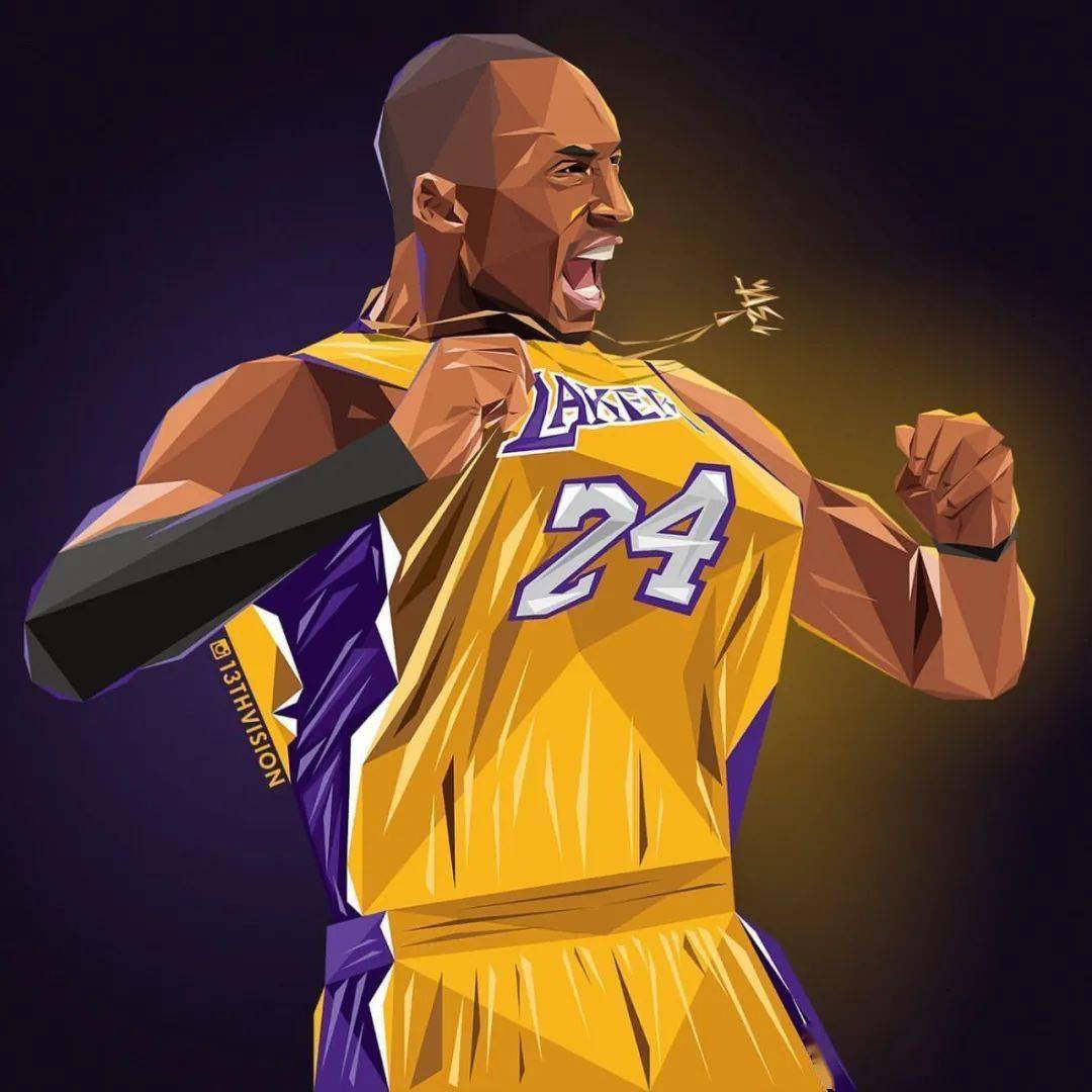 分享一组钻石切割风格的科比插画有点帅啊