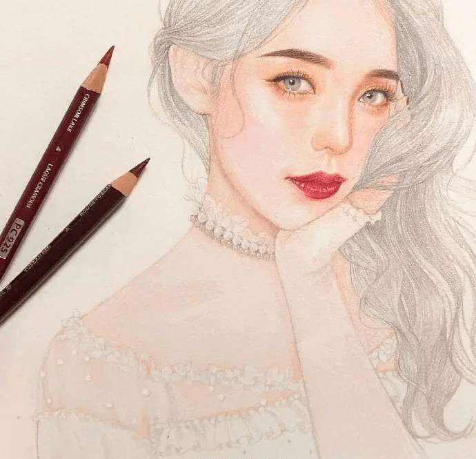 韩国画师hantograph的手绘彩铅人物