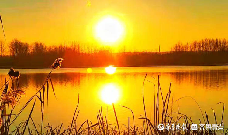 东方升起红太阳 ,白马河畔添美景