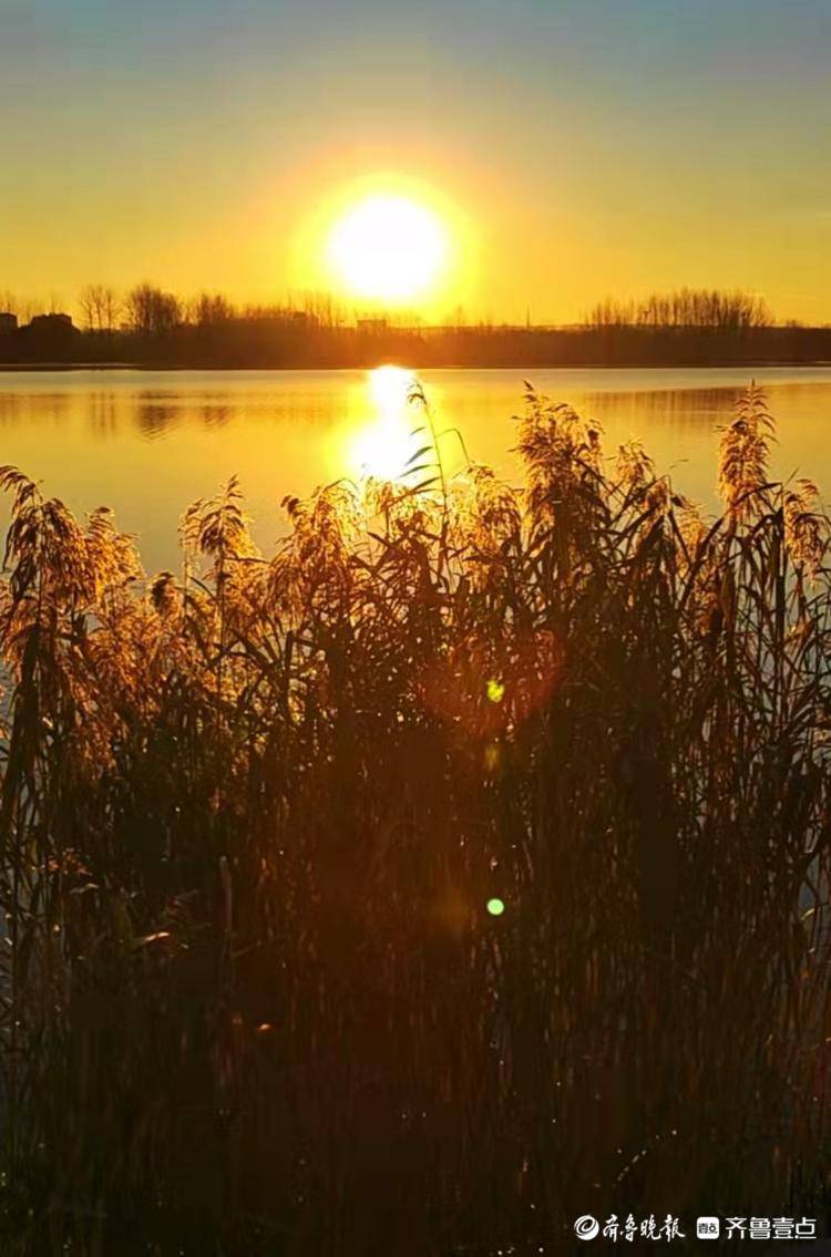东方升起红太阳 ,白马河畔添美景