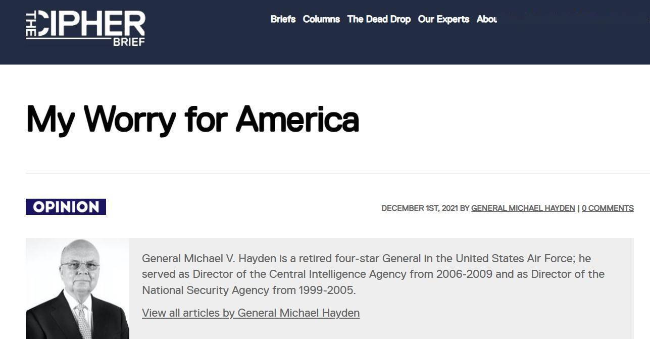 美国前CIA局长：30年后的今天，我担心美国，而不是萨拉热窝