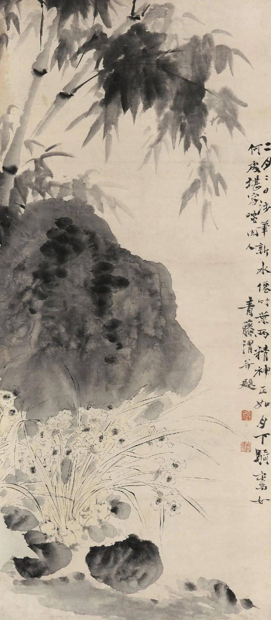 徐渭写竹，无拘无束，墨气淋漓_水仙_竹子_作品
