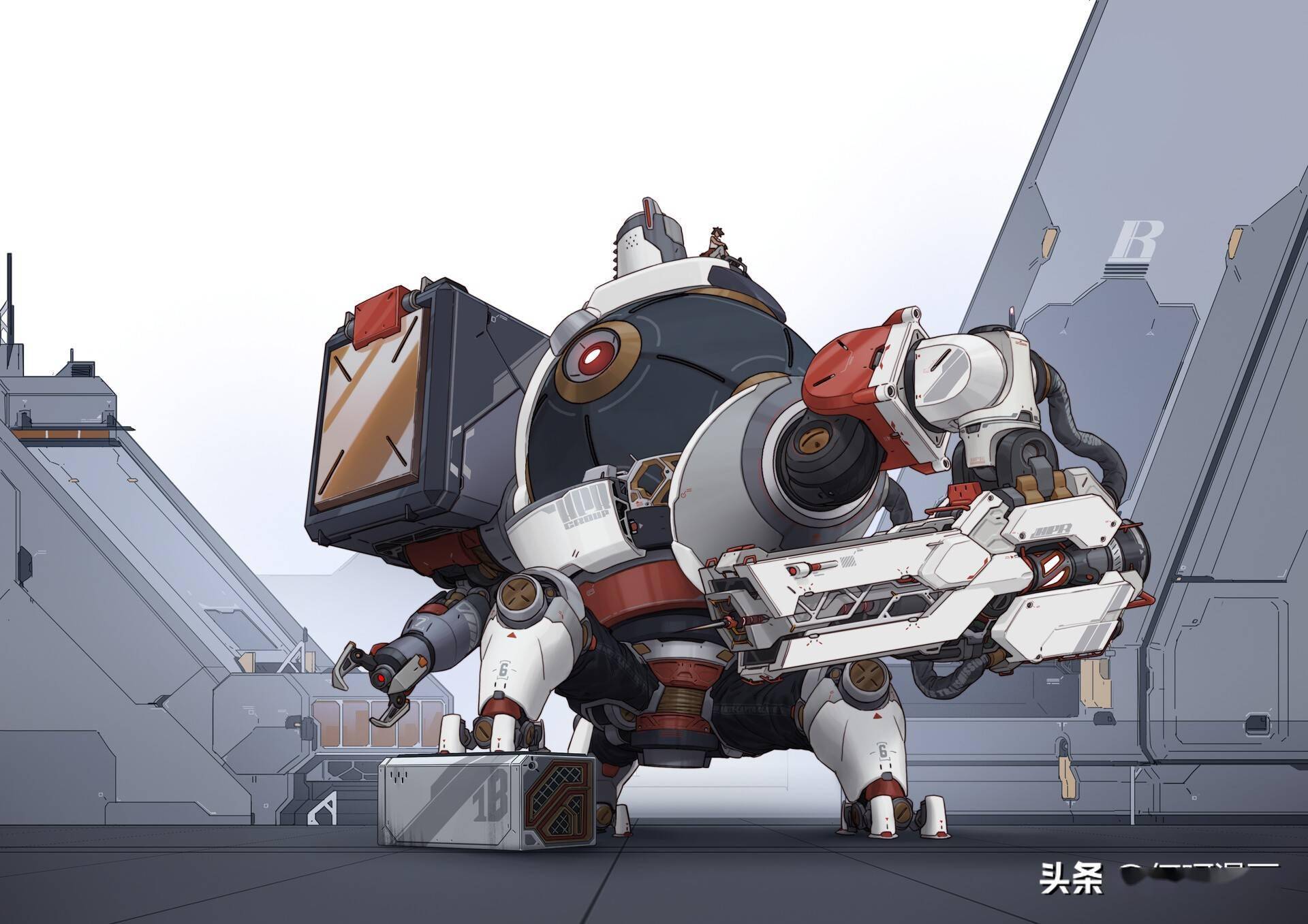 帅气的一组机械机甲插画作品谁说钢铁大块头没有美感