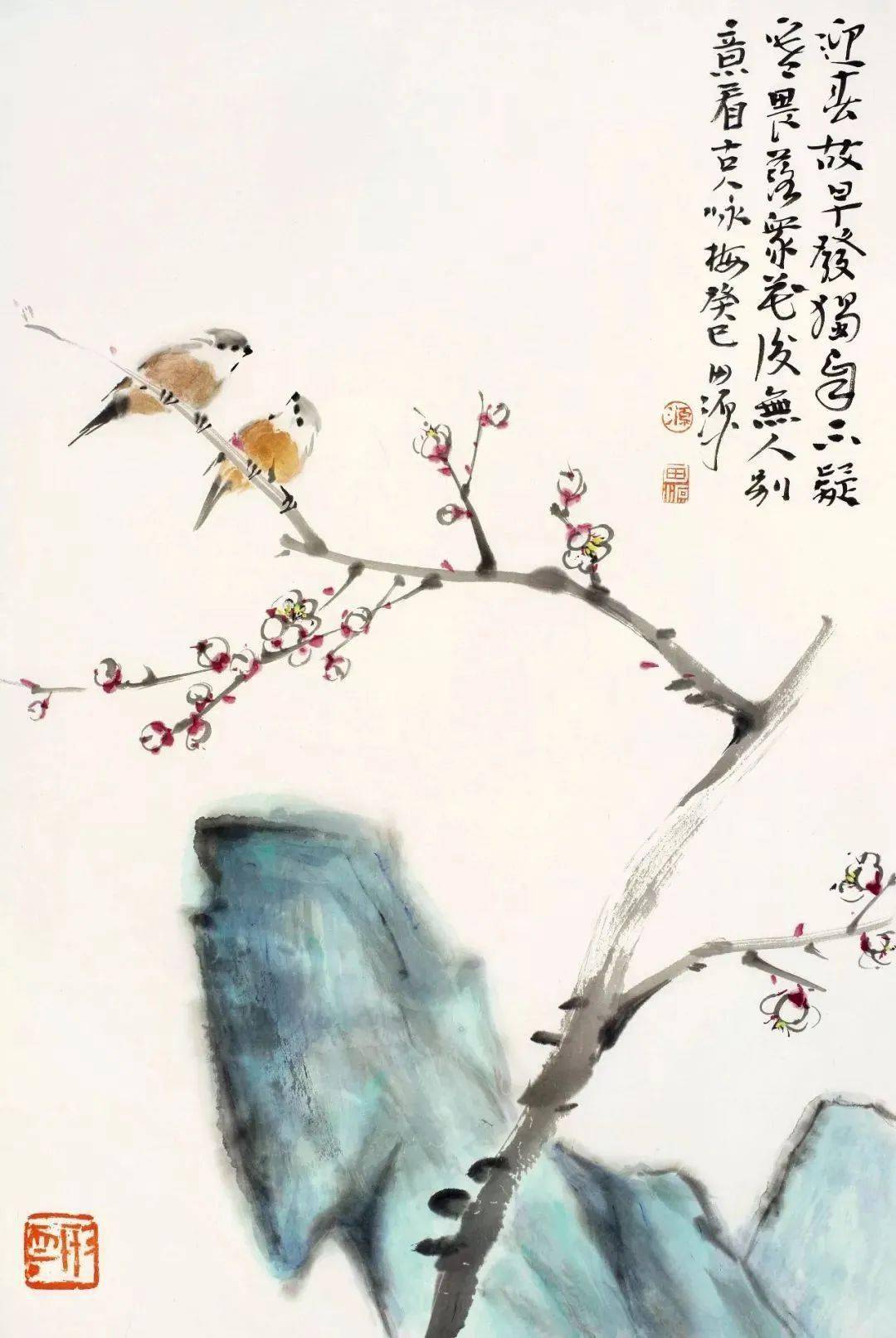 简而意远,寥寥数笔写成生动可爱的小鸟_田源_花鸟画_浙江美术学院