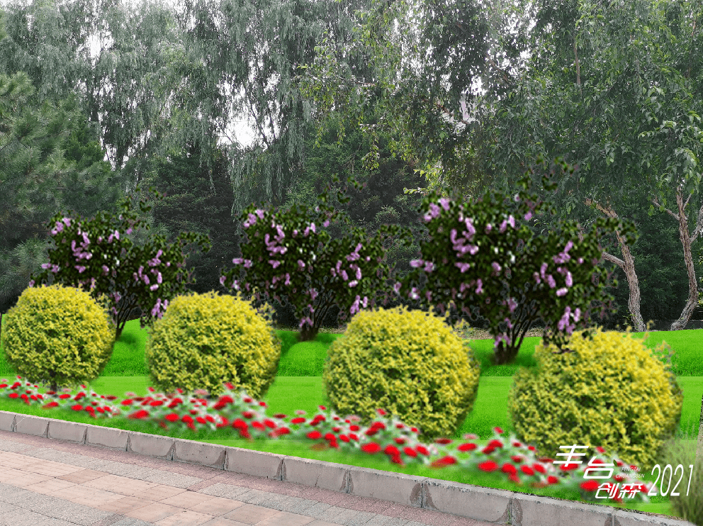 花乡街道六圈路路道路林带效果图 河流绿化提升建设 河道绿化提升30.