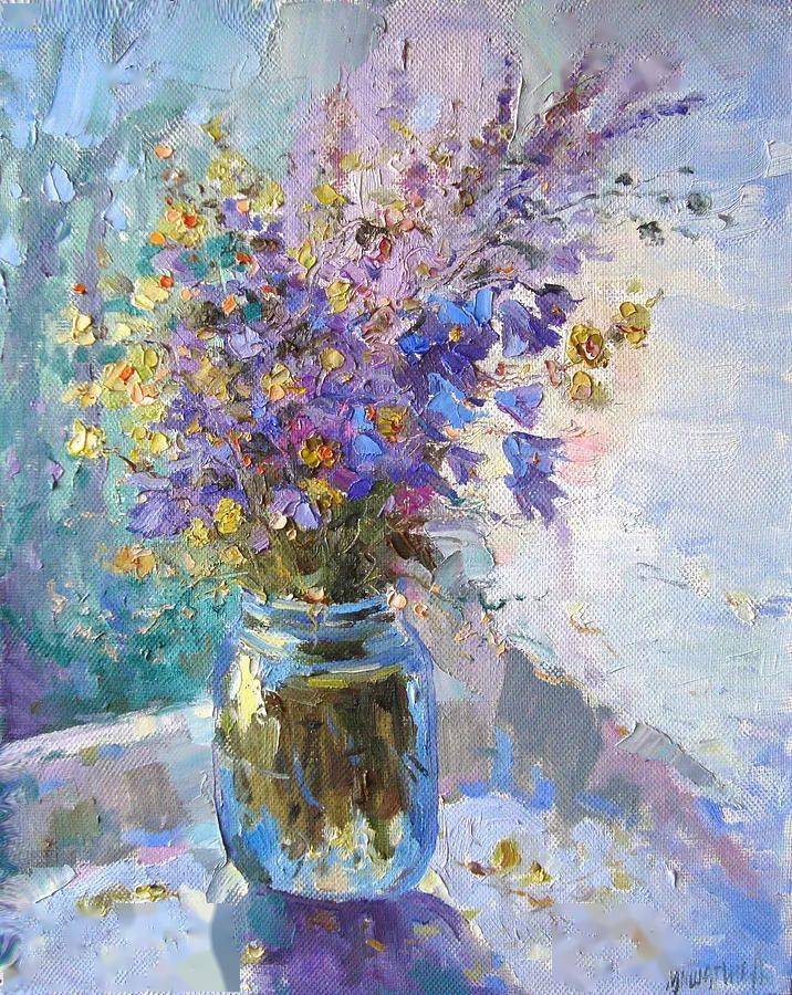 俄罗斯画家笔下的花卉油画色彩异常丰富明艳