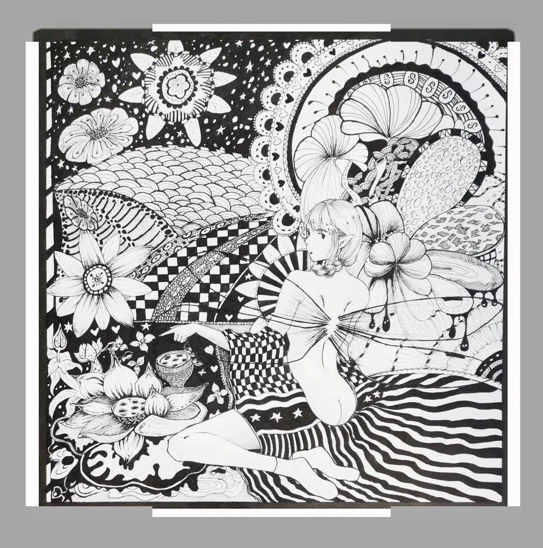 本次设计汲取吸收蜻蜓点水的故事灵感,通过水联想到水池并展开绘画,将