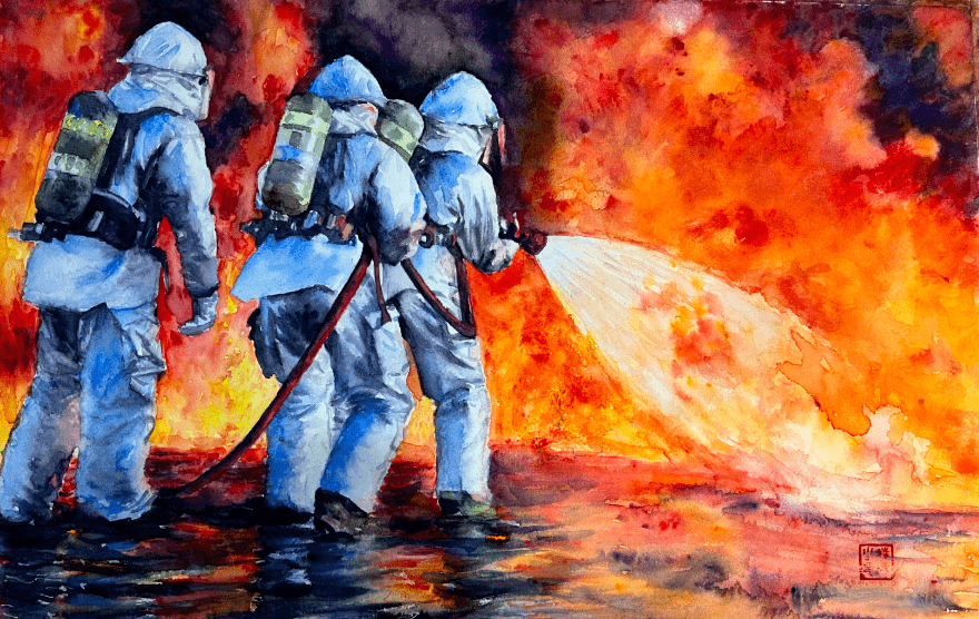 【文创作品展】是火焰蓝也是救援橙,他们用水彩绘制出消防的精彩!