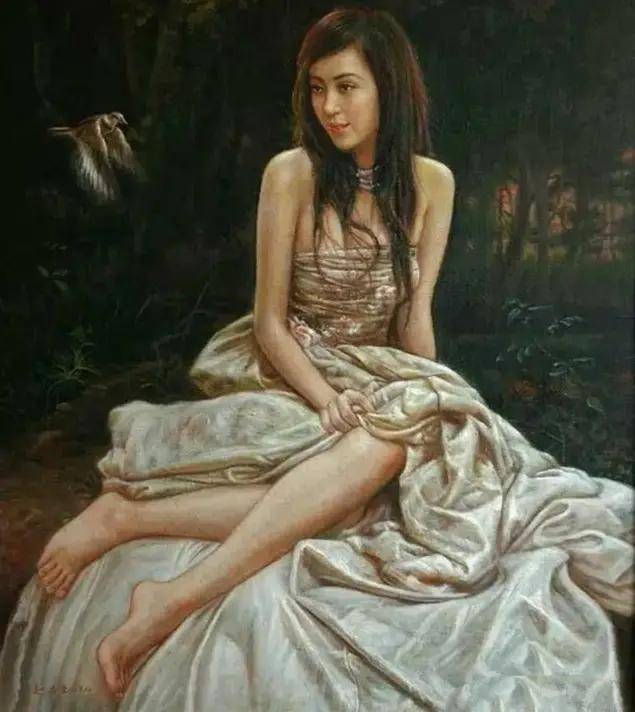 艺术家的裸体油画绚丽多姿的视觉动感是对美好幸福生活的期待