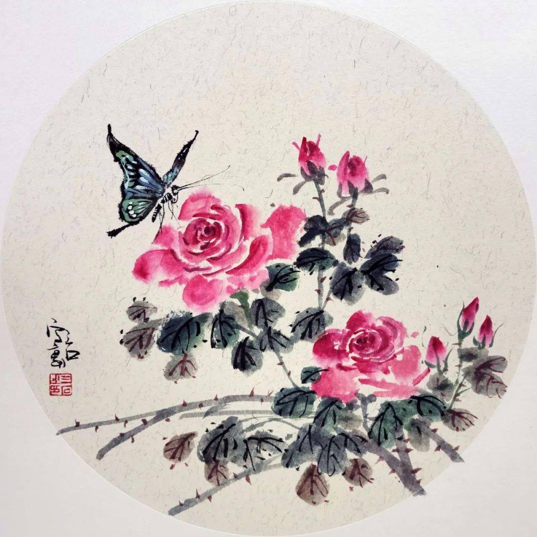 国画写意玫瑰花大师图片