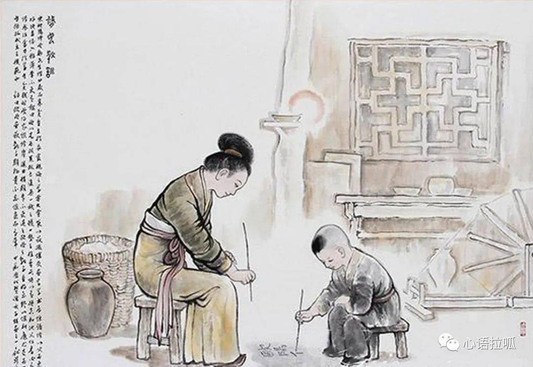 母亲谢氏坚持手把手教他读书,她用树枝在地上教儿子写字,还传授父亲