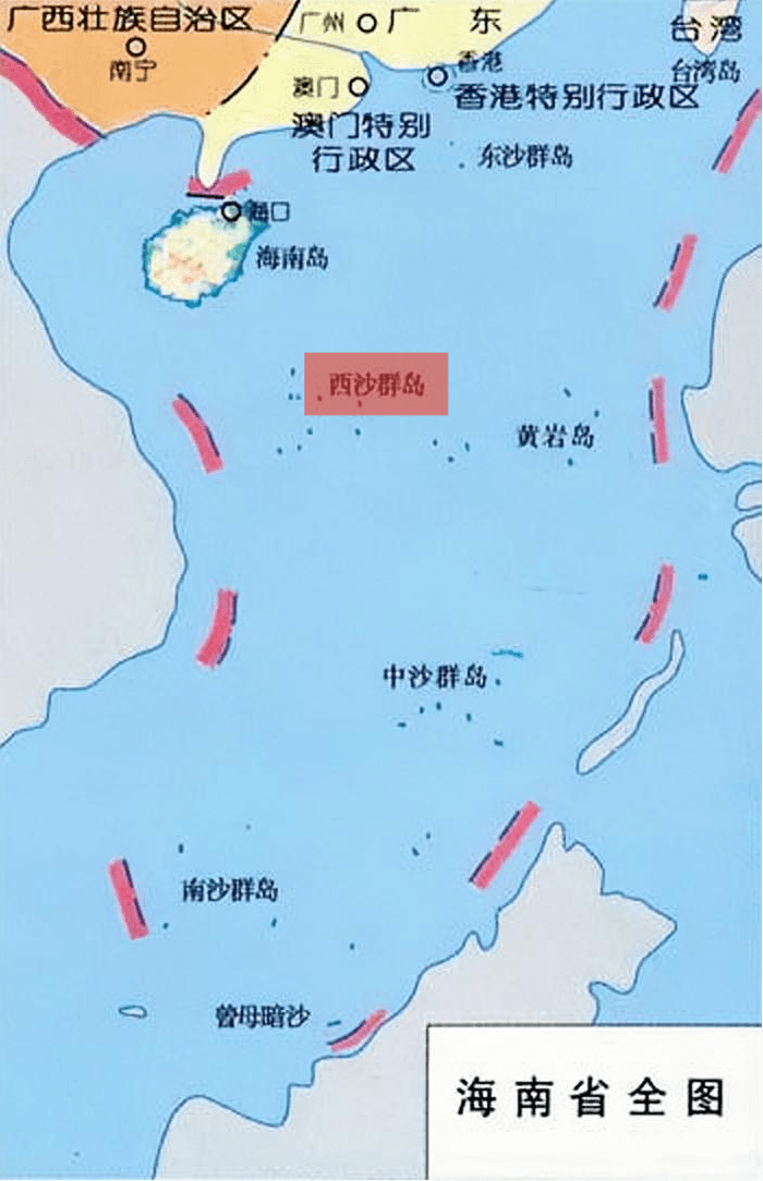 中国地图上的西沙群岛图片