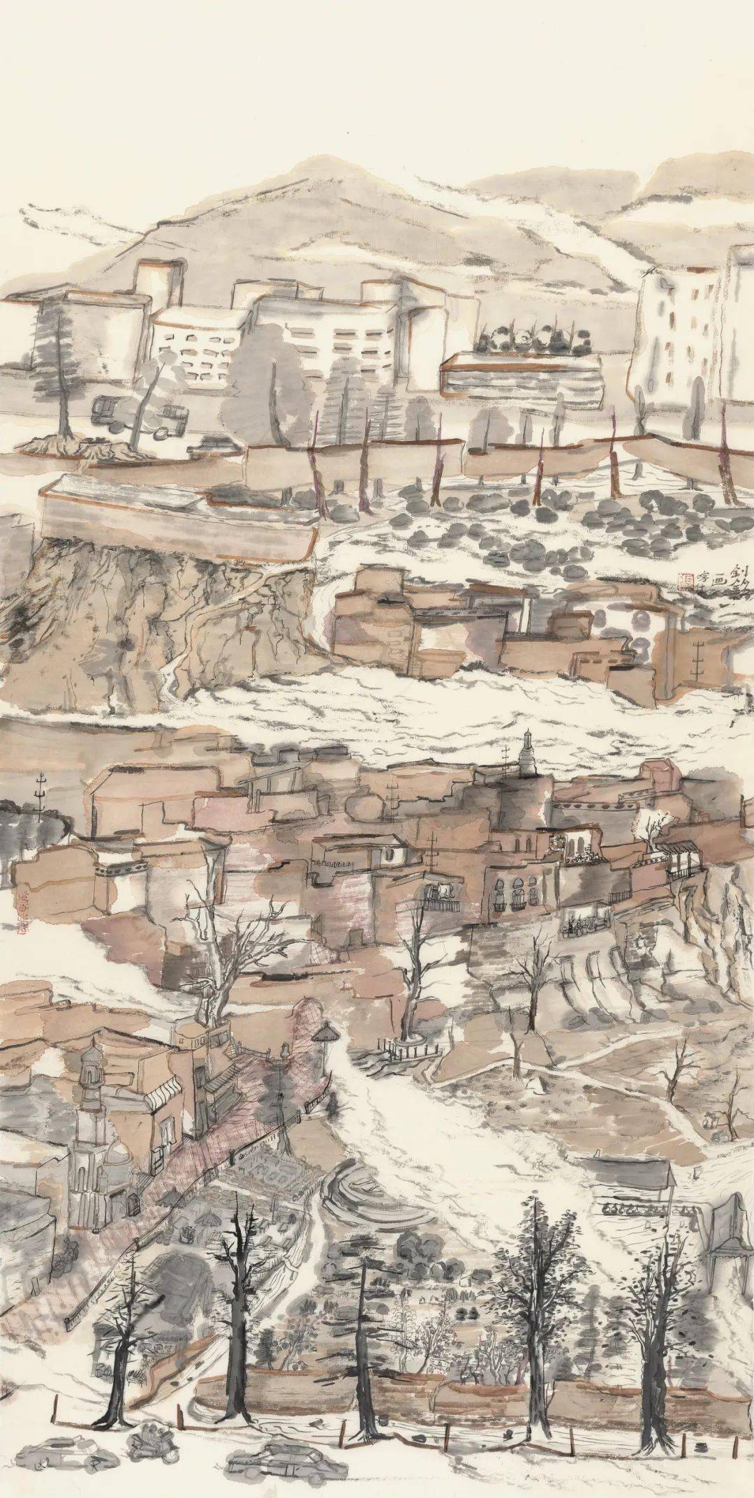 高台古城楼一青 古城写生张苡铖 古城写生宋丽容 古城印象王宝华 胡杨