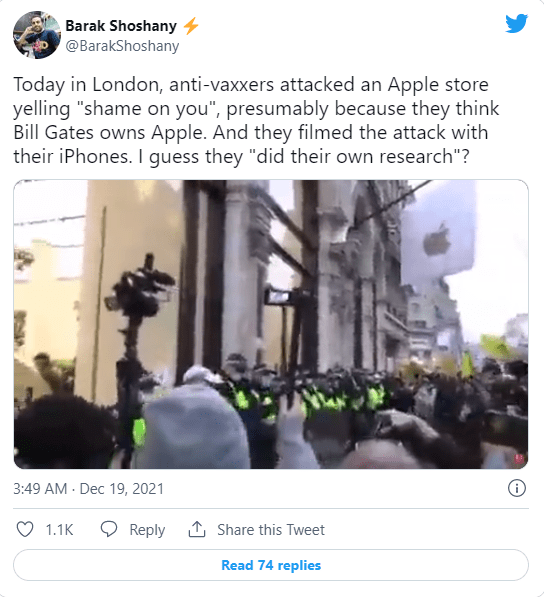 Store|反疫苗者扔鸡蛋袭击比尔?盖茨的“苹果 Apple Store”