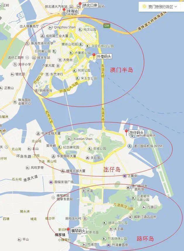 首先一张地图,就能大概说清楚澳门的打卡点分布.