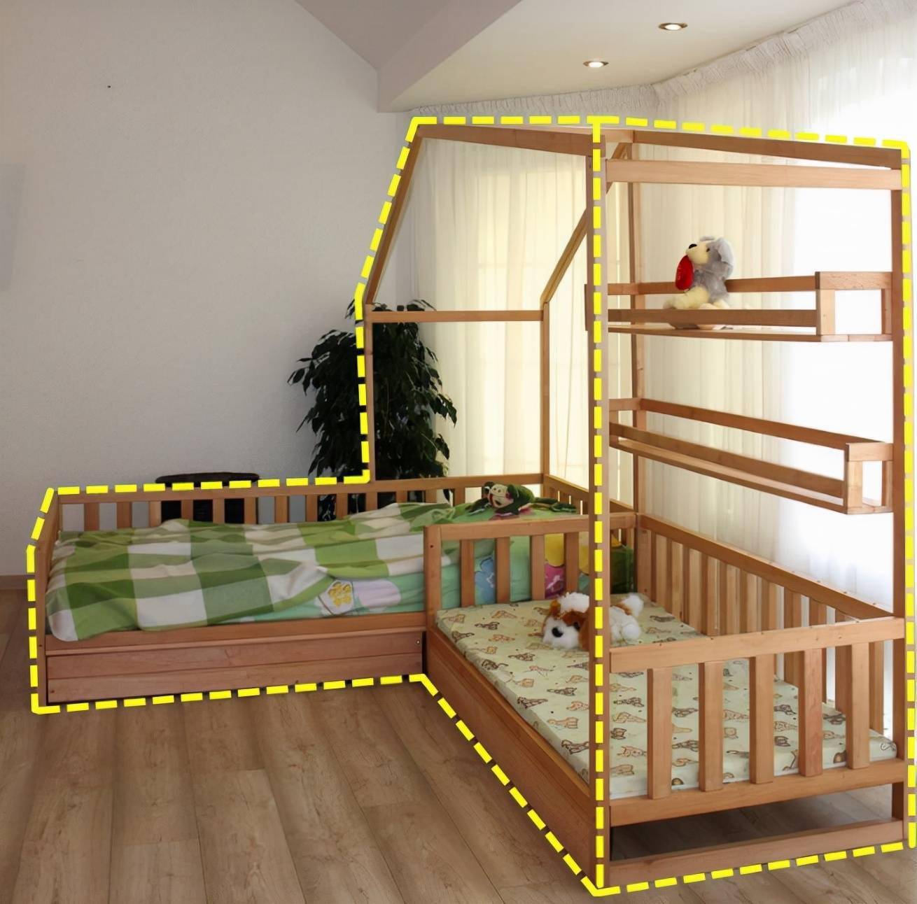 卧室不足10㎡也别摆上下铺,换成这种空间利用率高,更安全实用_双人床
