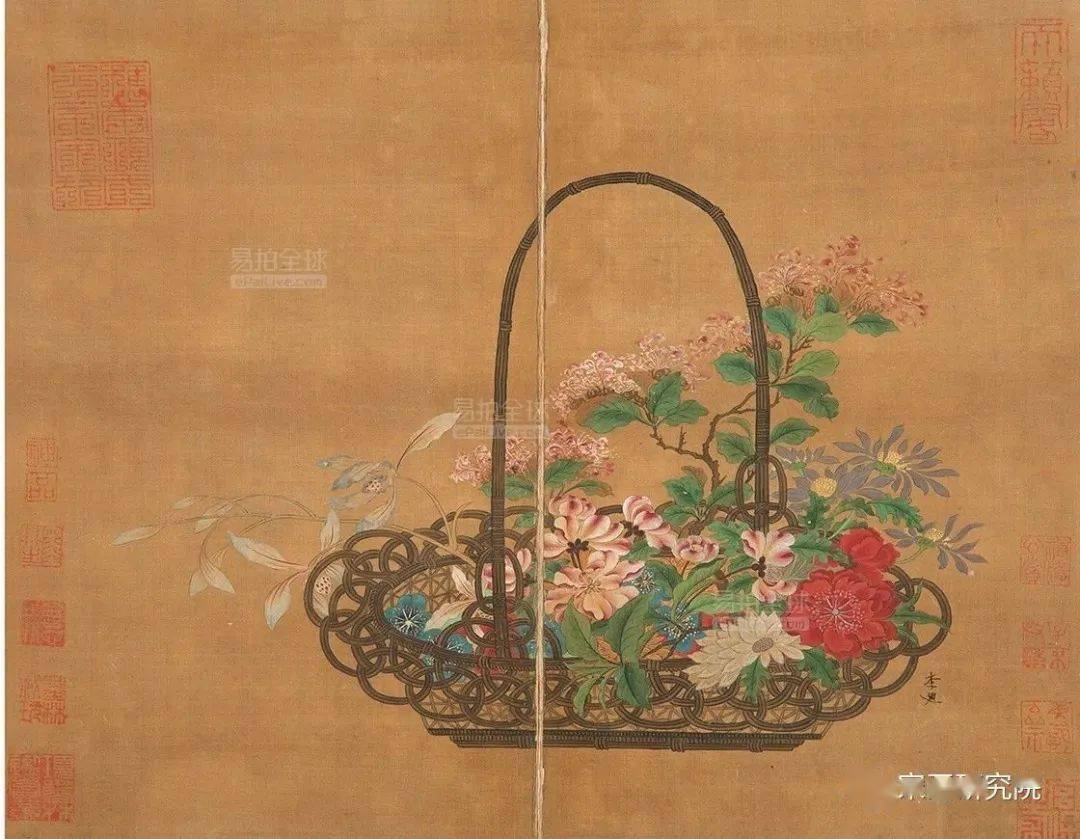 李嵩宋 佚名《盥手观花图》中的花篮天津艺术博物馆藏宋代 李嵩《花篮